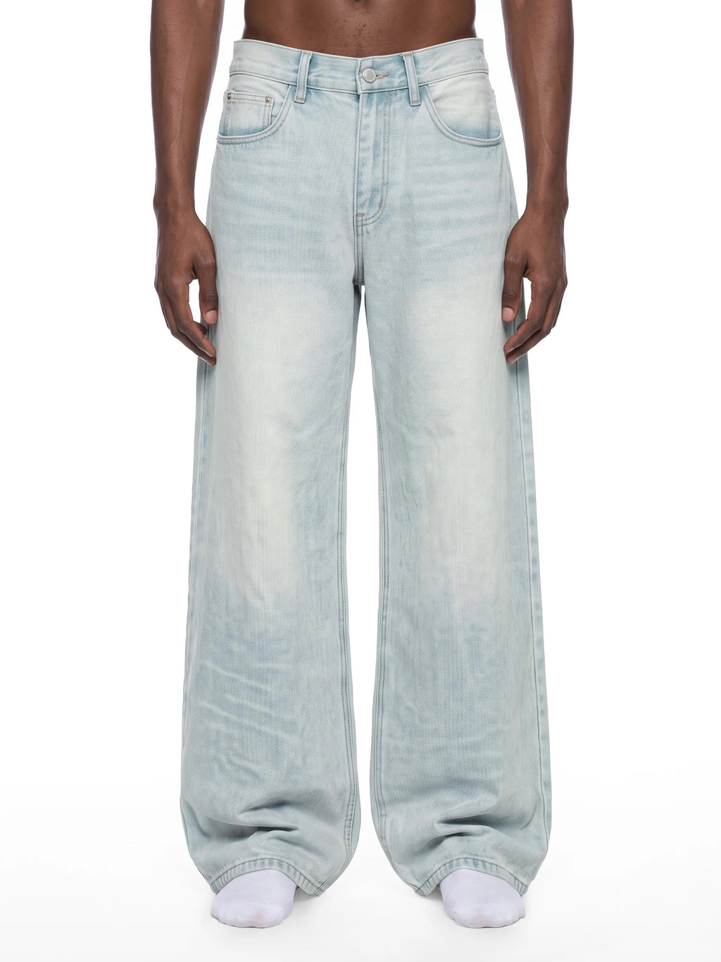 Men's Vintage Wash Wide Leg Denim Jeans - MB0047-C001-V2