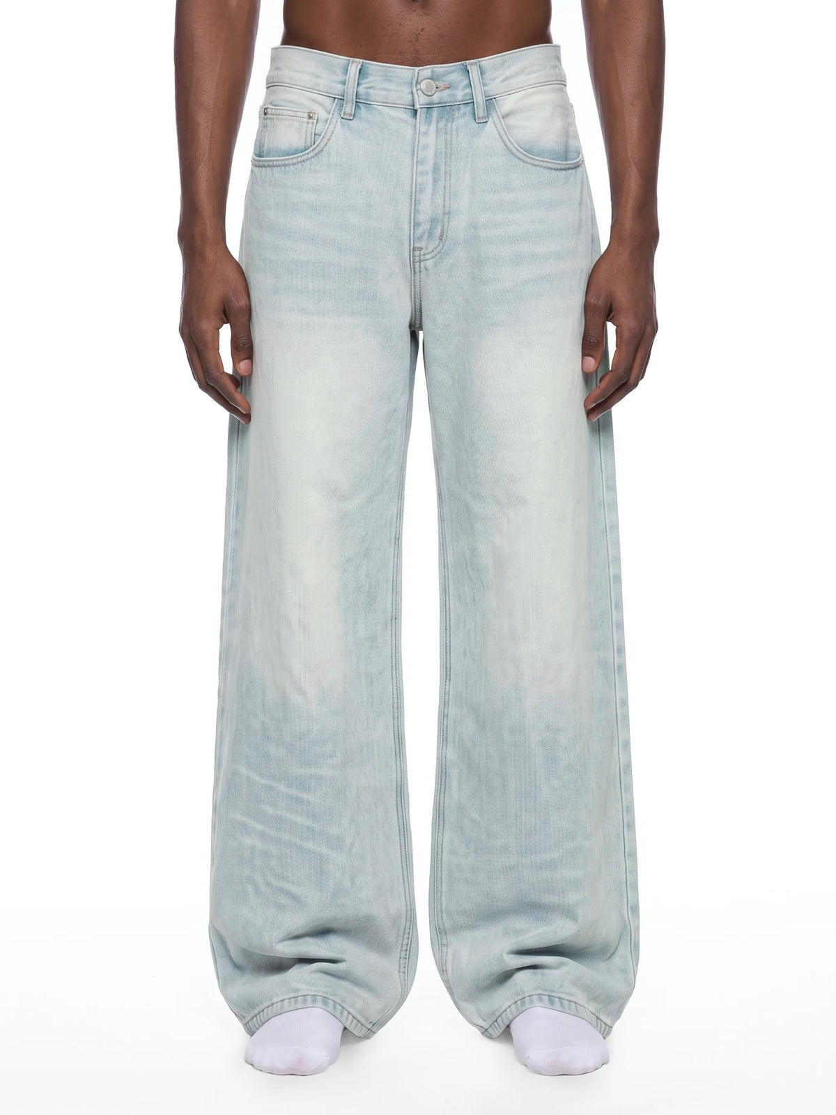 Men's Vintage Wash Wide Leg Denim Jeans - MB0047-C001-V2