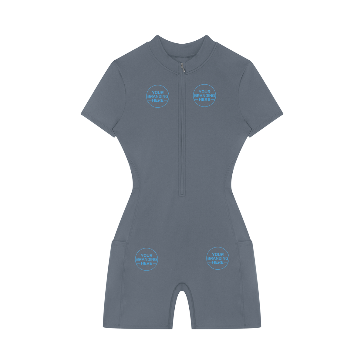 Women's Quarter-Zip Short Sleeve Romper - WO0012-O001-V2