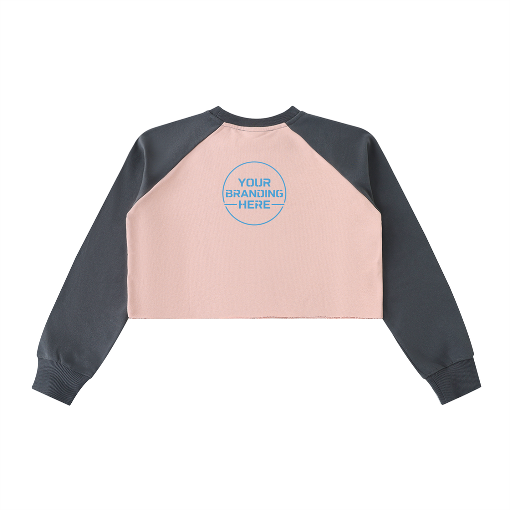Raw-Hem Color-Block Raglan Crop Sweatshirt - WW0001-C001-V3