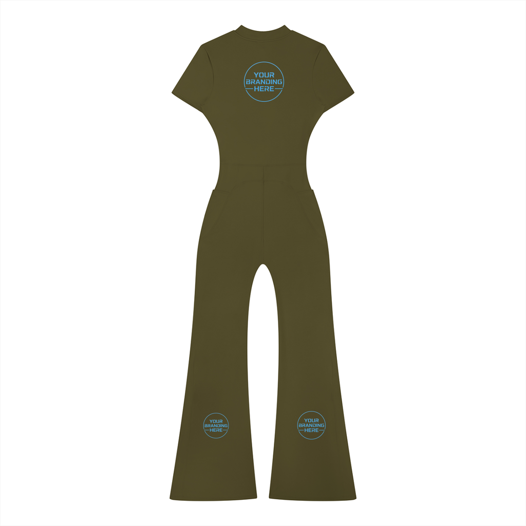 Women’s Tight Flared Leg Quarter-Zip Jumpsuit - WO0009-O001-V2