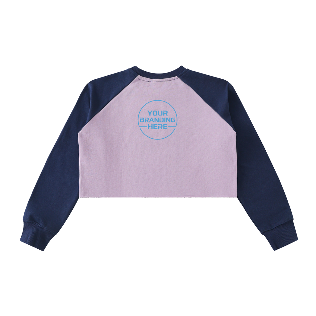 Raw-Hem Color-Block Raglan Crop Sweatshirt - WW0001-C001-V3