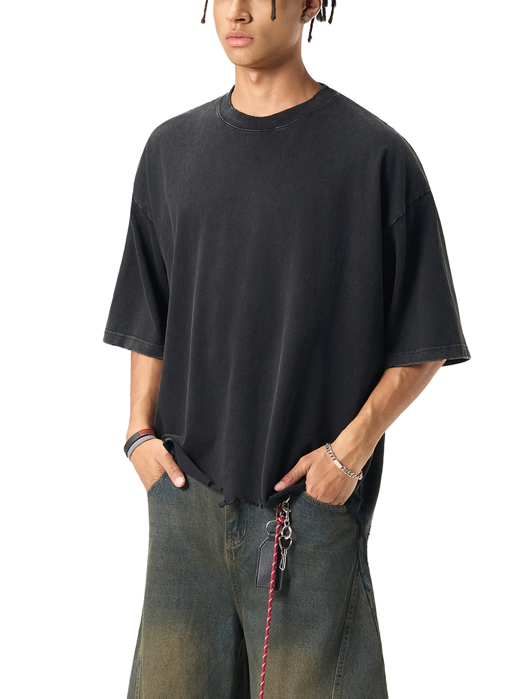 Snow Wash Raw-Hem Boxy T-shirt - RT0058-C001-V3