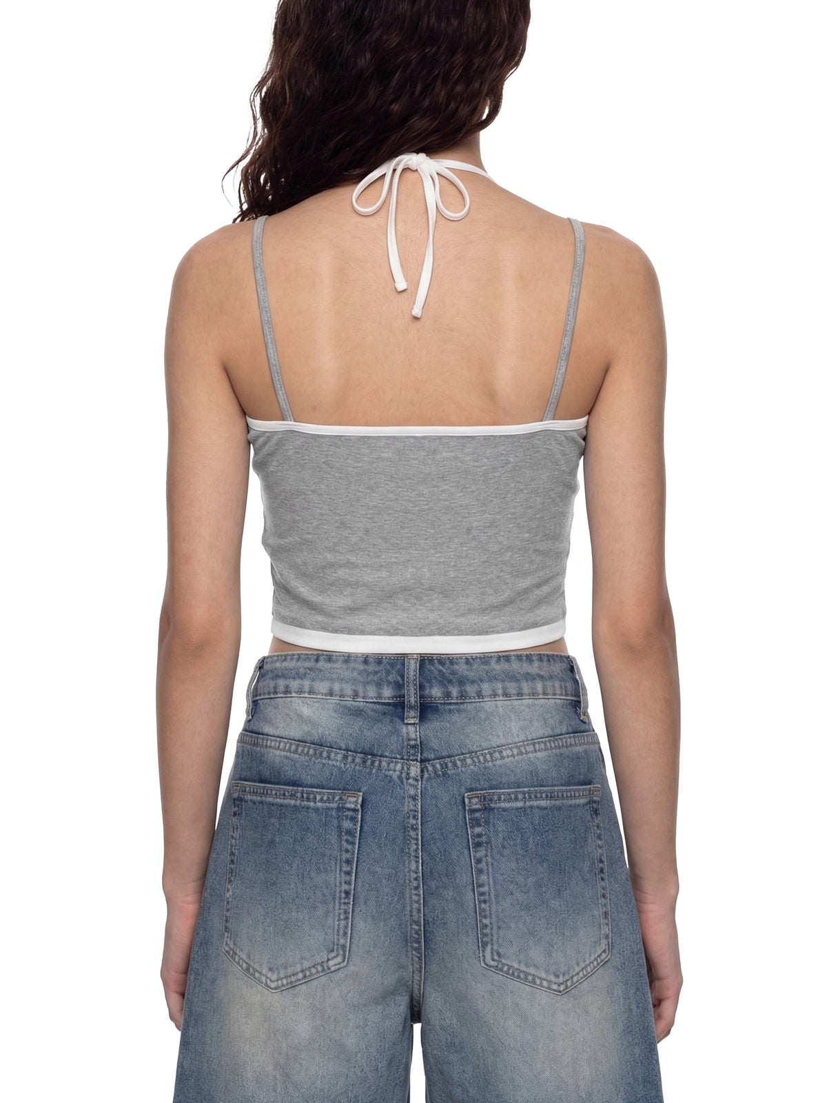 Contrast Binding Halter Tank Top - WB0001-C001-V3