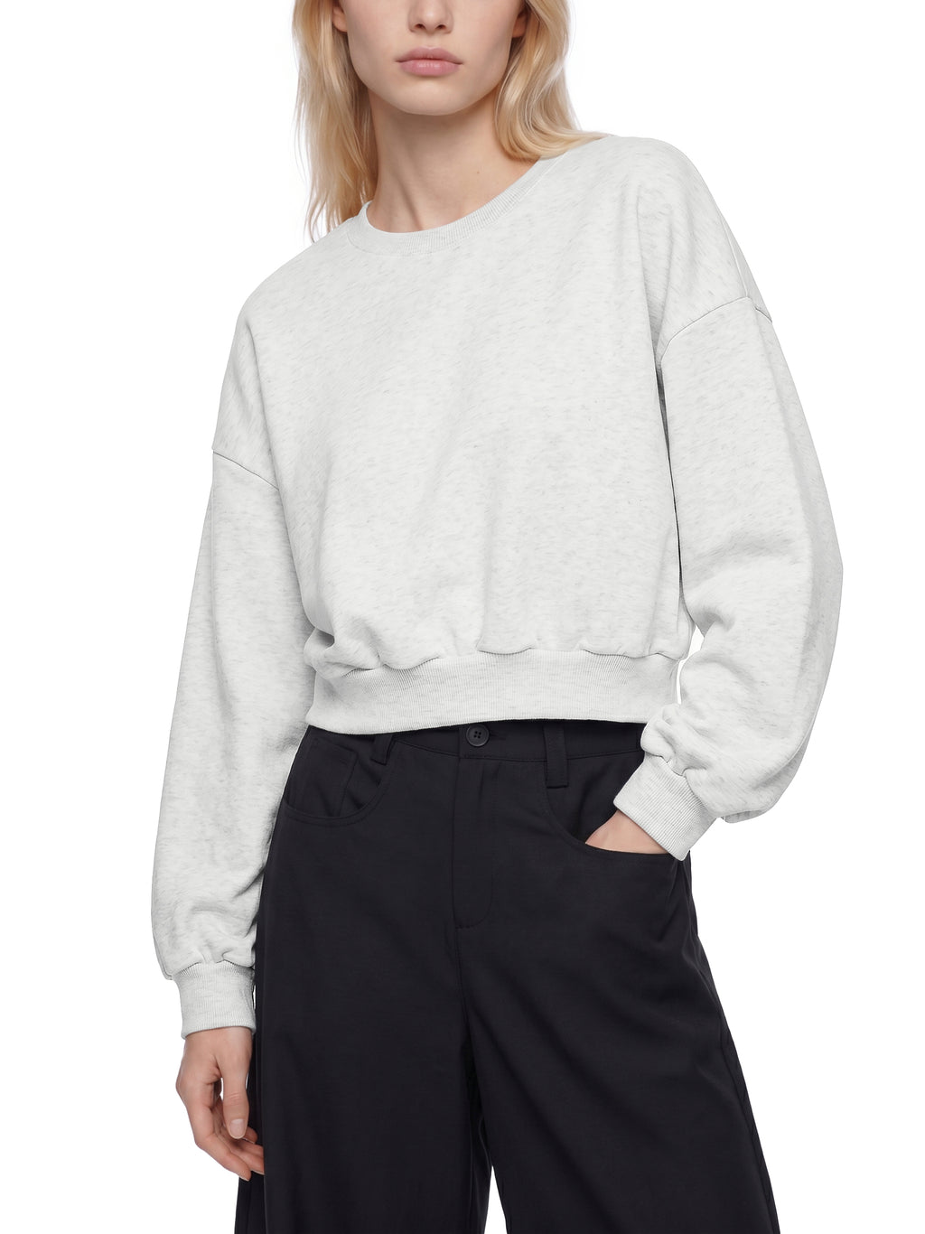 Women's Boxy Cropped Crewneck Sweatshirt - WT0123-C001-V2