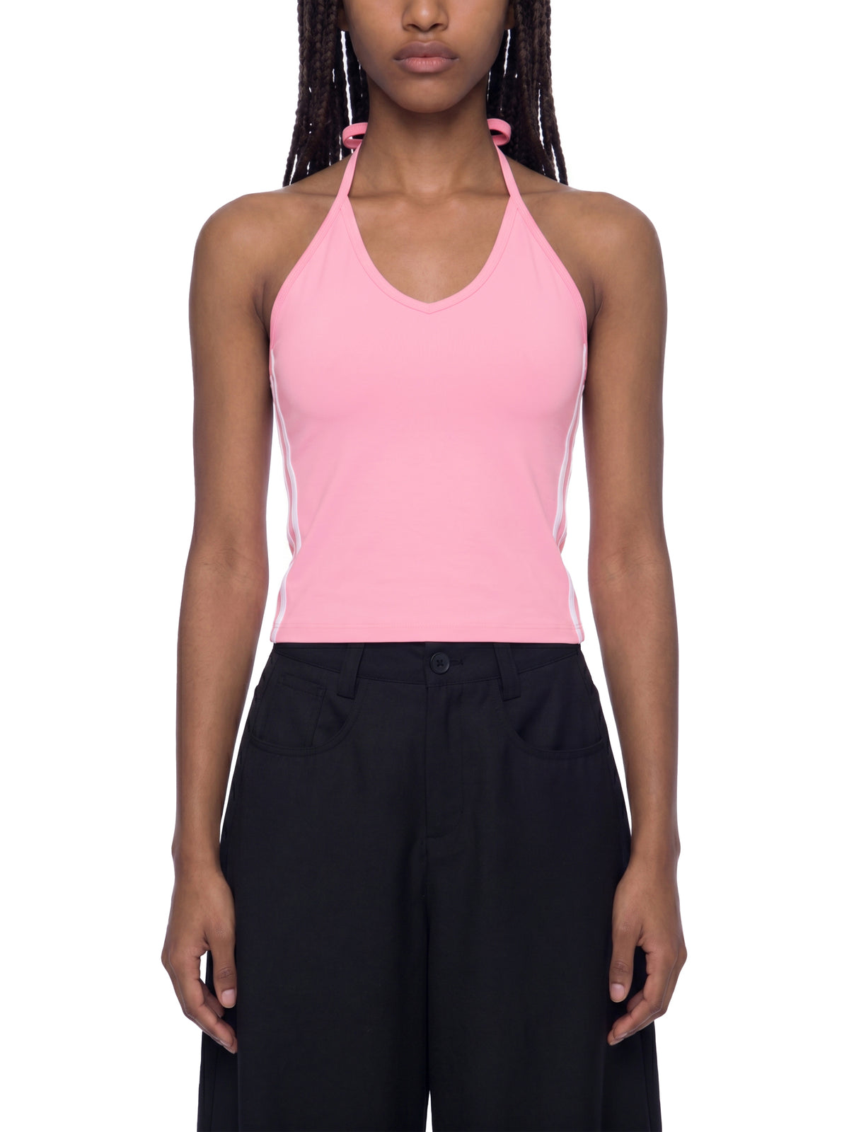 Women's Color Block Halter Crop Tank Top - WT0083-C001-V2