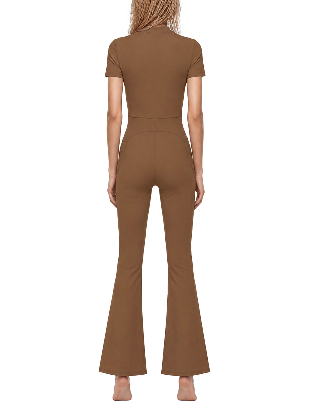 Women’s Tight Flared Leg Quarter-Zip Jumpsuit - WO0009-O001-V2