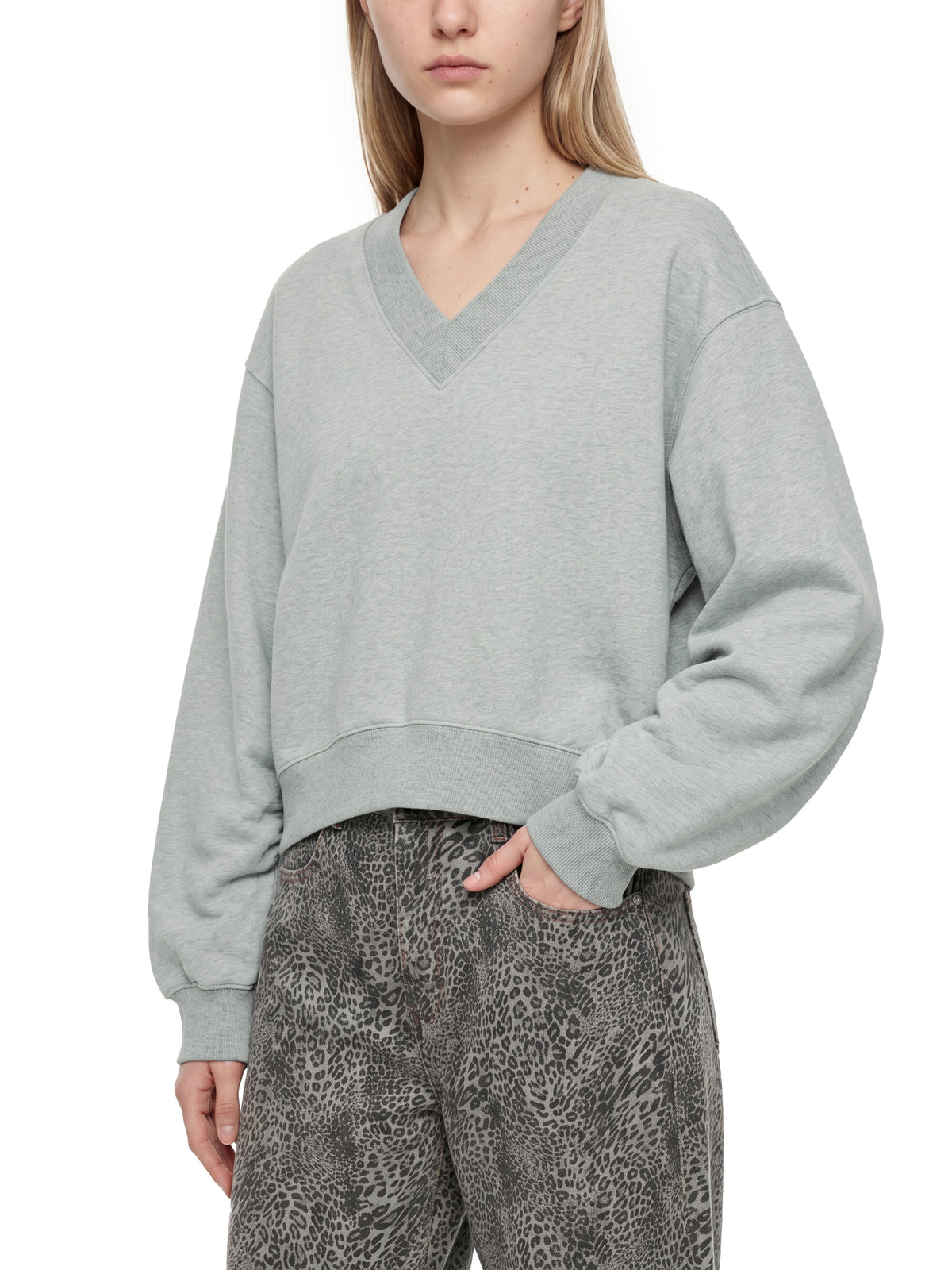 Women’s Crop V-Neck Sweatshirt - WB0067-C001-V2