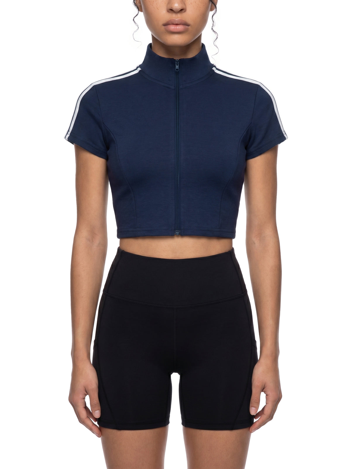 Women's Cropped Full Zip Short Sleeve T-Shirt - WT0111-C001-V4