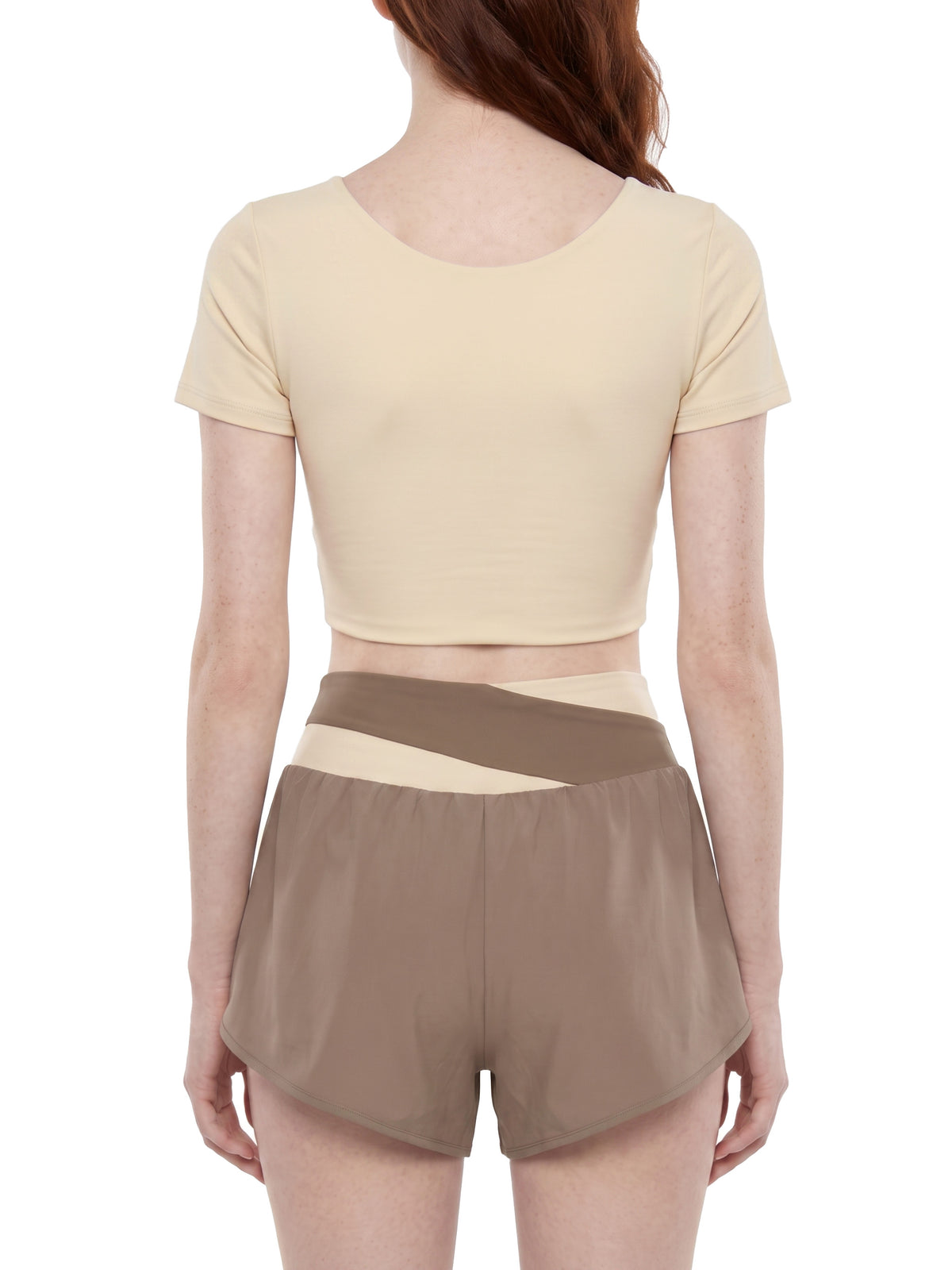 Women's Panelled Crop Yoga T-Shirt - WT0259-P001-V2