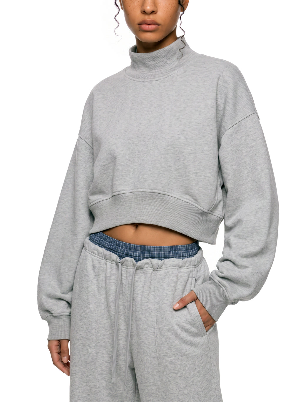 Women's Crop Mock Neck Sweatshirt - WT0280-C001-V2